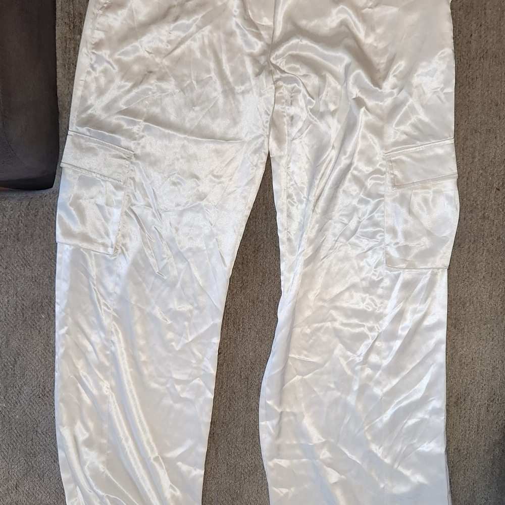 Newport News Women's Shiny White Cargo Pants